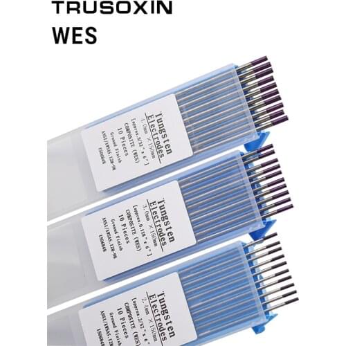 10 pcs Purple Color Code 1.6/2.0/2.4/3.0/3.2/4.0MM Composite Tungsten Electrode Head Tungsten Needle TIG Tungsten Rod for Welder