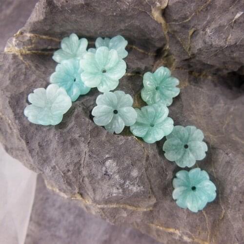 10pc Handcarved Amazonite Flower Natural Gem-stone Loose Beads Shape Bead For Jewelry Making DIY Findings 13mm DYL0209