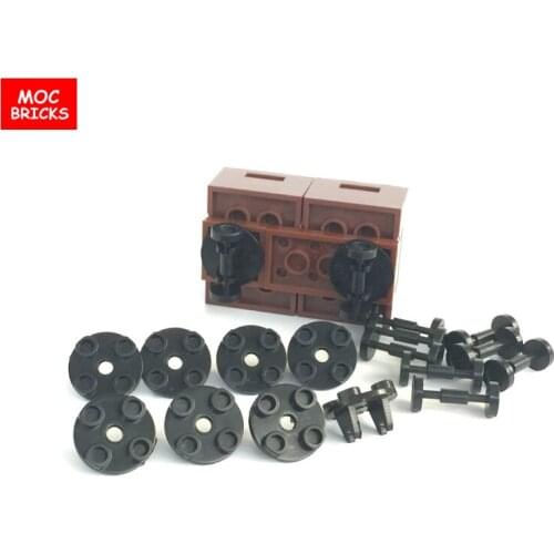 10pcs/lot MOC Bricks Black Round Plates 2x2 with Bicycle Rack / Wheel fit with 2655 / 2496 DIY Building Blocks Figure Kids gift