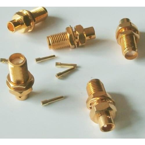 10X Pcs High-quality RF Connector SMA Female Jack O-ring Bulkhead Panel Nut Solder for semi-rigid RG402 0.141" cable Brass