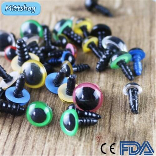 100Pcs 8-10MM Plastic Safety Eyes Plush Eyes Crafts DIY For Teddy Bear Stuffed Toy Snap Accessories Animal Puppet Doll Craft Toy