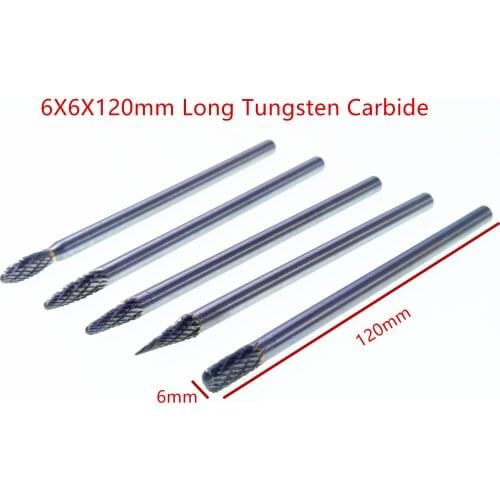 11pcs 6x6x120mm long tungsten carbide burrs for dremel grinding steel grinding wood grinding