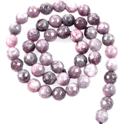 15"Strand Natural Stone Beads Faceted Solid Light Purple Marble Stone Beads Loose Spacer Beads For Jewelry Making Bracelet 8mm