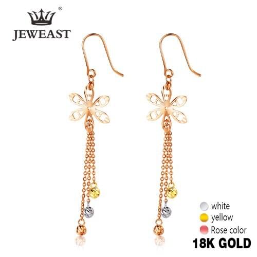 18K Pure Gold Earring Real AU 750 Solid Gold Earrings Nice Elegant Tassel Upscale Trendy Classic Party Jewelry Hot Sell New 2020