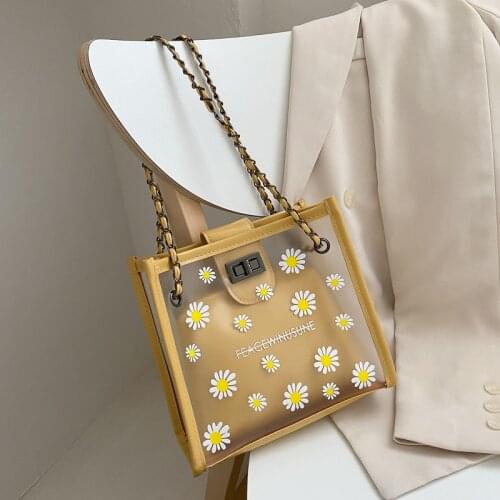 2020 Trendy New Women Transparent Bag Shoulder Bag Small daisy Female Clear bag chain Messenger Bag Girls Handbag Women Bags