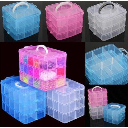 3 Layers 18 Compartments Clear Storage Box Container Jewelry Bead Organizer Case Plastic Empty Box Multifunction Tool Case