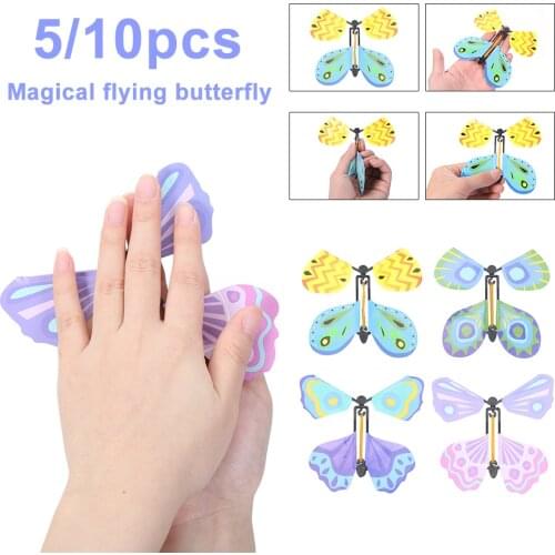 5/10pcs Flying Butterfly Magical Butterfly Props Flying in the Air Wedding Party New Year Party Magic Tricks Cards Funny Toy