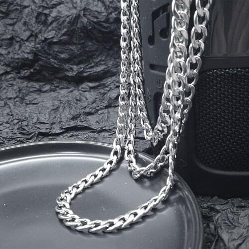 7MM Cuban Chain Necklace Fashion Titanium Steel Necklace for Men Womens Long Chain Hip Hop Chain Necklace Party Jewelry