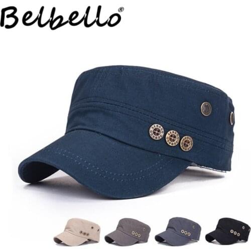 Belbello New style best sellers korean edition mens and womens flat caps spring fashion cotton button cap peaked cap