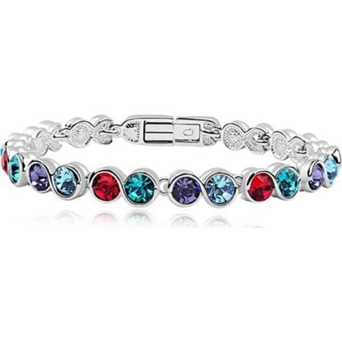 Austrian Crystal jewelry stainless steel bangle silver color stone bracelet acier inoxydable femme