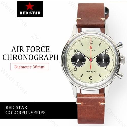 38mm Yellow Dial 1963 Chronograph watches Mens Hand Wind ST1901 movement Gooseneck Men Mechanical Watch Acrylic Glass Zi Zuan