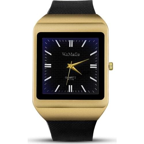 Top WOMAGE Brand Luxury Mens Student Boy Student Watches Fashion Quartz Rectangle Men Casual Sports geneva relogio masculino