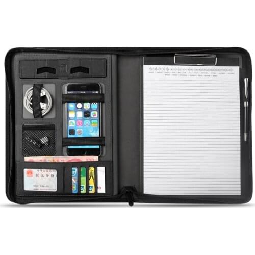 Business multifuctional A4 manager document bag bags zipped folder folders with zip for documents briefcase padfolio gift 1267C