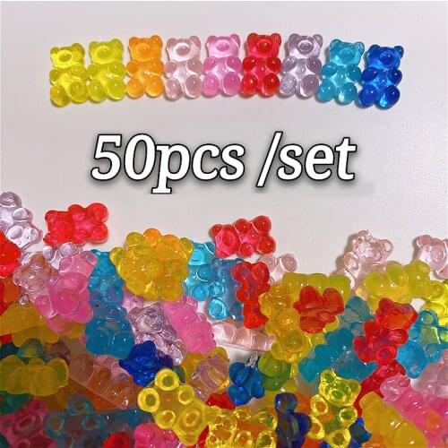 DIY Cute Bear Gummy Charm Necklace Bracelet Earrings Jewelry Resin Bear Childrens Toy 2.1*1.1cm