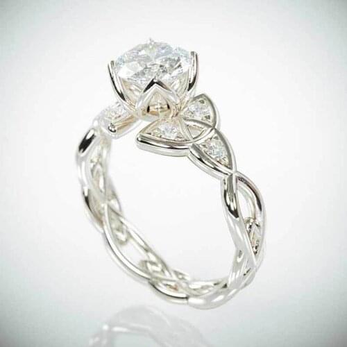 Elegant Style Flower Pattern Ring 3 Colors CZ Crystal Hollow Out Rose Gold/Sliver/Gold Engagement Ring Fashion Jewelry For Women