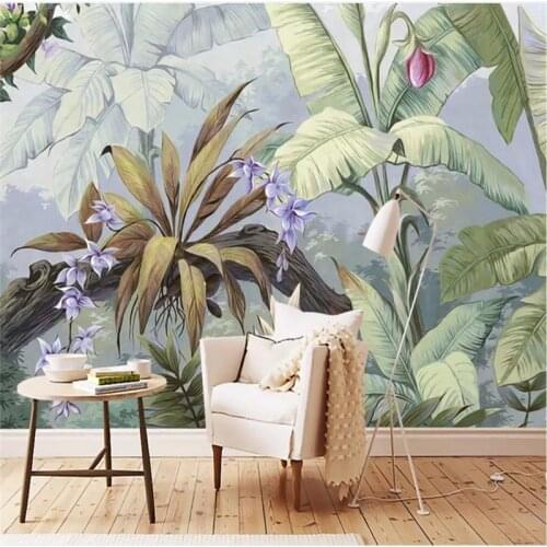 Custom wallpaper high-end European pastoral retro nostalgic rainforest mural background wall waterproof material