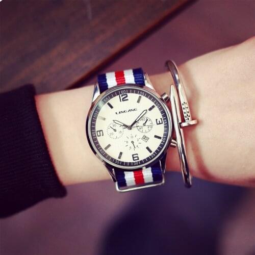 Europe and The United States Tide Brand Personality Sports Quartz Analog Watches Mens Fashion Wristwatches Woven Nylon Belt