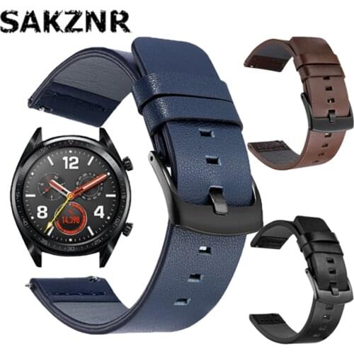 Soft Leather Strap For Huawei Watch GT/GT2 46mm Smart Accessory Sport Bracelet Strap For Samsung Active 42mm Watch 20/22mm Band