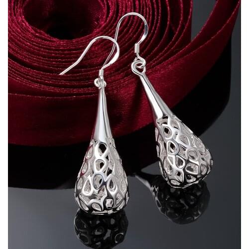 New Charm 925 Sterling Silver Earrings for Women Jewelry All-match Trend Hollow water drop Earrings wedding Christmas Gifts