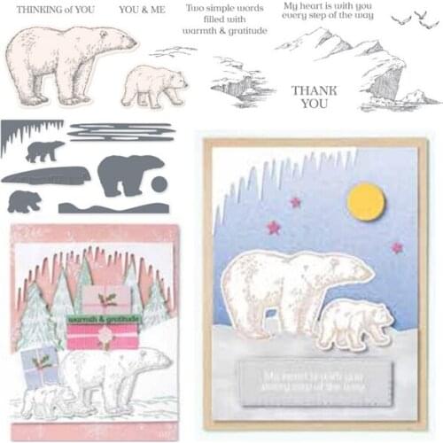 New Arctic Bears Clear Stamps or Metal Cutting Dies Sets for DIY Craft Making Greeting Card Scrapbooking