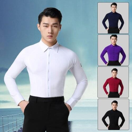 More Colors Latin Ballroom Dance Shirt MenS Long Sleeve Tops Practice Clothing Waltz Samba Dancing Performance Clothes DL4040