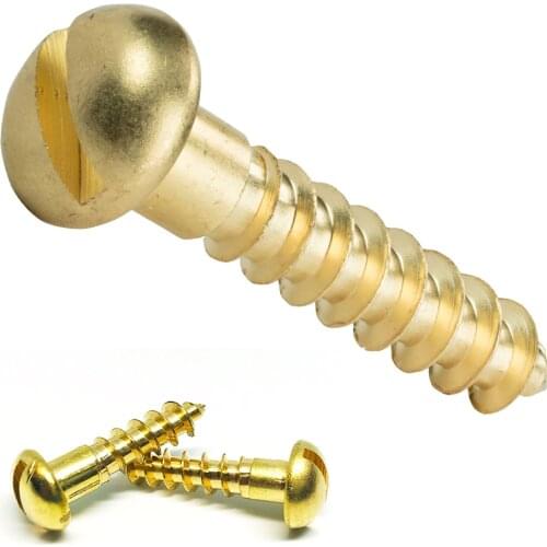 20Pcs M2 M3 M4 M4 M5 M6 Solid Brass Round Head Wood Screws Slotted Drive Self Tapping Wood Screws Fully Threaded Fastener