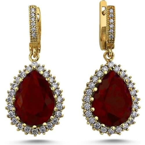 Silverlina Silver Drop Garnet Zircon Authentic Earrings