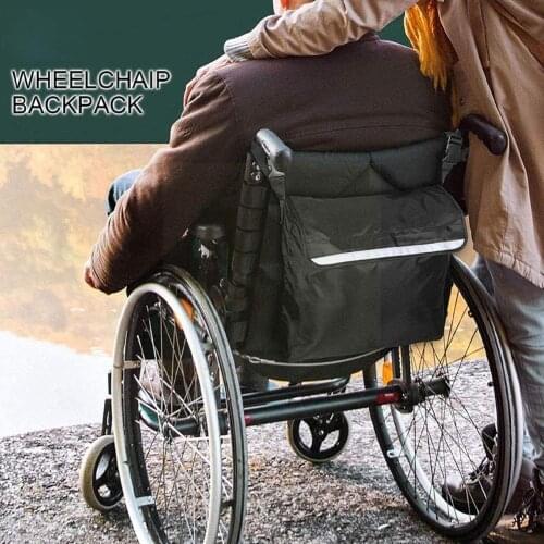 Wheelchair Backrest Storage Bag Featuring Adjustable Storage Accessory Reflective Fastener Bag Stripe Durable Bag Storage S H5E2