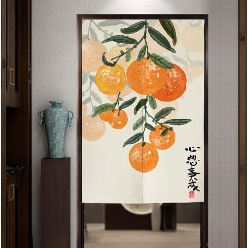 New Chinese Style Gourd Persimmon Entrance Partition Curtain Home Bedroom Shading Feng Shui Door Curtain Toilet Curtain Noren