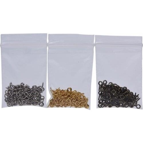 100pcs Small Jewelry Findings Eye Pins Eyepins Hooks Threaded Silver Clasps Hooks Eyelets Screw