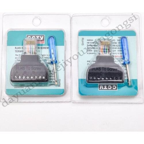 100pcs RJ45 Ethernet Male TO 8 Pin AV Terminal Screw Adapter connector New
