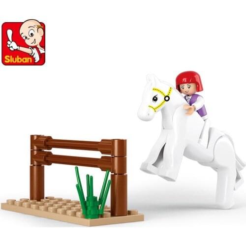 20Pcs SLuban 0517 Pink Dream Equestrian Practice Girl Small Particles Assembling Building Blocks Assembling Toy Gifts