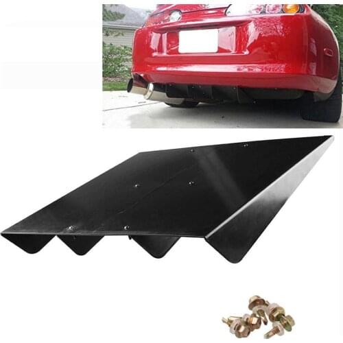 Shark Fin 4 Wing Lip Diffuser 22" x21" Rear Bumper Chassis Black ABS Universal