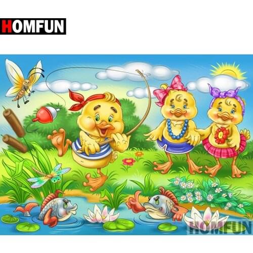 HOMFUN Full Square/Round Drill 5D DIY Diamond Painting "Cartoon duck" Embroidery Cross Stitch 5D Home Decor Gift A09173