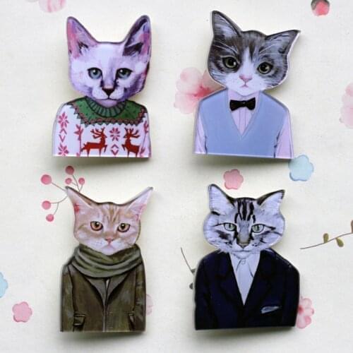 Japanese Couple Cat Grandma Cat Black Cat Brooches Pins Clip Back Enamel Brooch Badge Safe Lapel Pin Women Jewelry Gifts