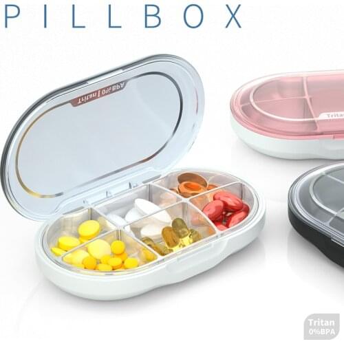 BUBM Portable Pill Organizer case with 6 Compartments, Medicine Dispenser to Hold Vitamins, Fish Oil, Supplements and Medication