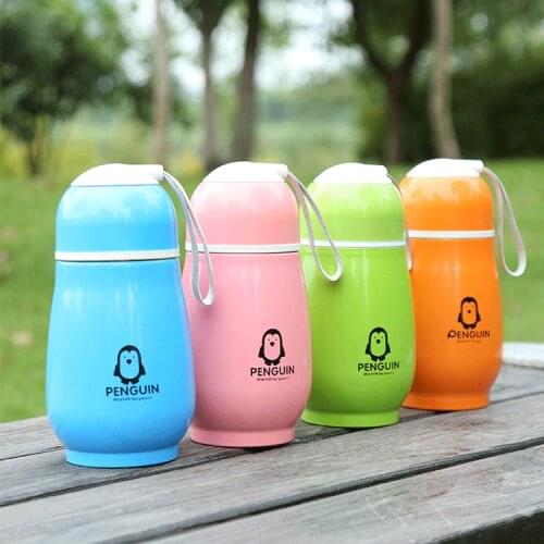 Penguin Cup Portable Child Water Bottles Creative Child Advertising Stainless Steel Double Layer Thermos Cup