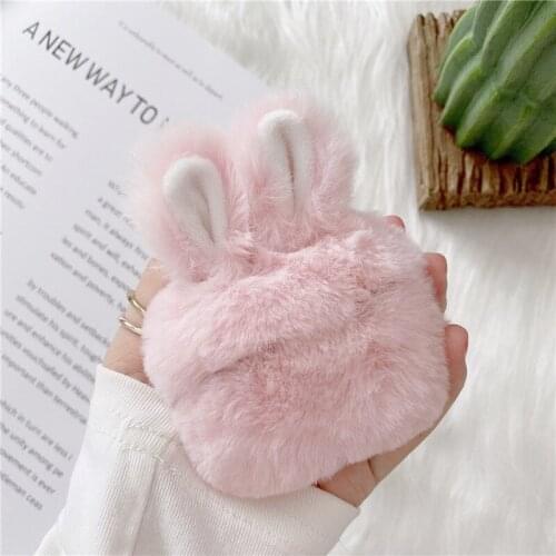 For Apple Airpods Pro Air Pod Earphone Cute Carton 3D Rabbit Ear Furry Fur Hair Case For AirPods 1 2 3 Wireless Earphone Case