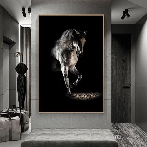 Black Horse Photography Canvas Photo Prints Modern Animal Canvas Painting Home Decor Wall Art Pictrues Prints no frame