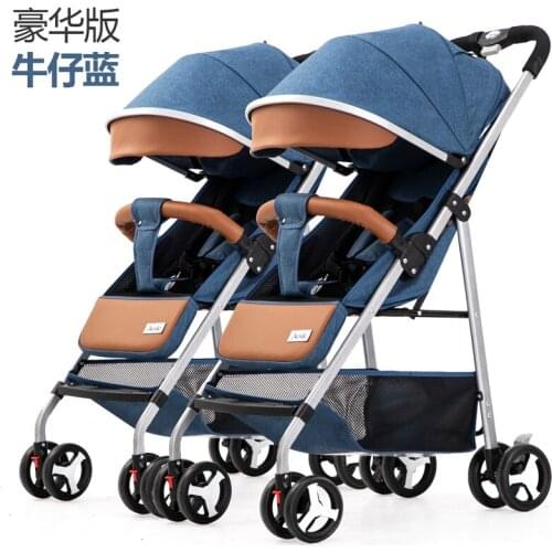 Ins twin baby stroller can sit and lie, and can be disassembled, ultra-light, portable and folded