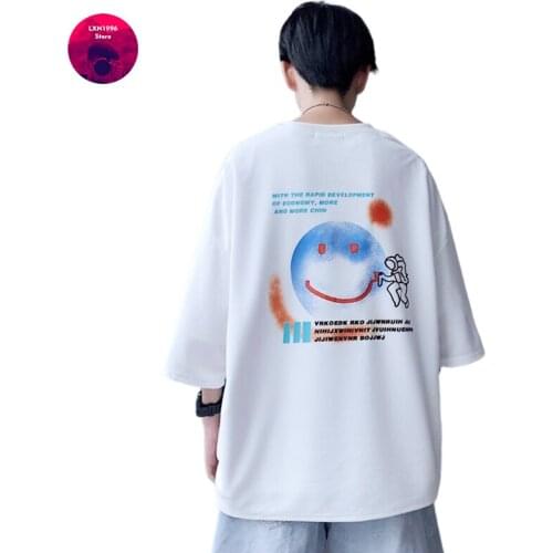 Summer Mens T Shirt Fashion Japan Streetwear Harajuku Half Sleeve Tops Tees Men Casual Men Clothing Smiley Graphic T Shirts Men