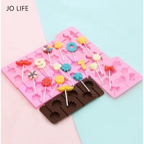 JO LIFE Kitchen Party Bakeware Cartoon Flower Heart Round Silicone Mold 3D Lollipop Cake Mold