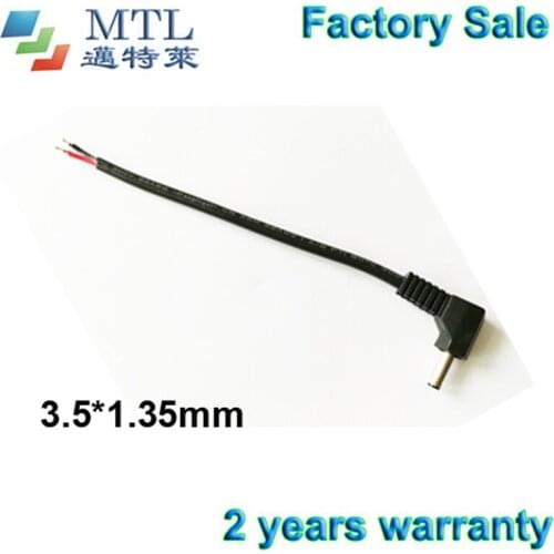 Power cable with right angle DC jack connector 3.5mm*1.35mm male, 100 pcs/lot, for CCTV camera power adaptor, factory wholesale