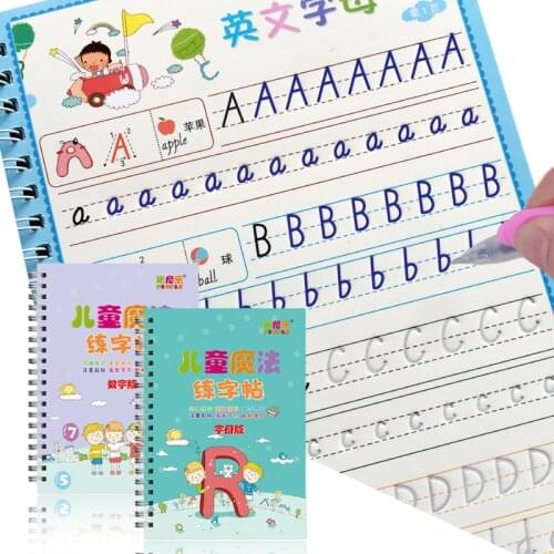 Reusable Children 3D Copybook For Calligraphy Number English Handwriting Books Learning Math Writing Practice Book For kids Toys