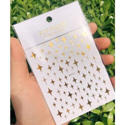 1pc 3D Sparkling Star Nail Sticker Decal Gold Silver Glitter Shining Comet Design Adhesive DIY Nail Art Tips Manicure Decoration