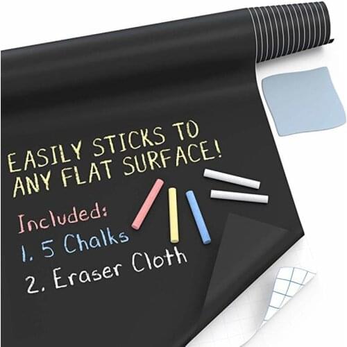 Lanke Chalkboard Wall Stickers Waterproof Erasable, Multi-function Black Board Sticker for Office Classroom Home, 45*200cm