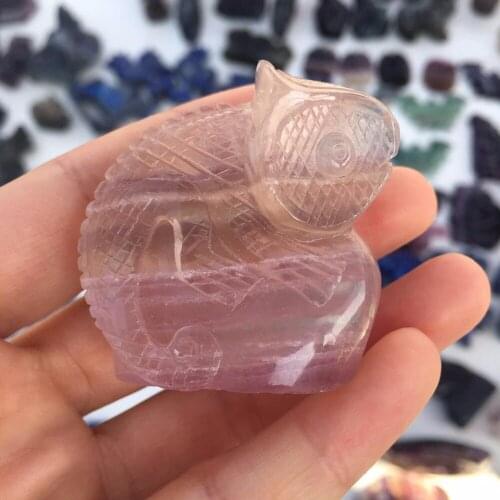 Natural fluorite hand carved chameleo skull quartz crystal Manual 1pc