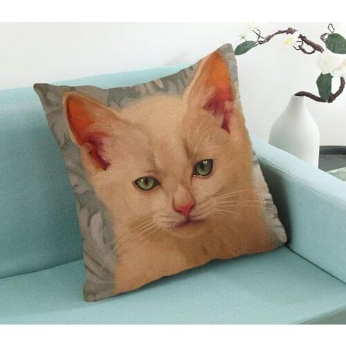 Cute Cat Throw Pillow Case Retro Double-sided Printing Linen Cushion Sofa Pillowcase Cover Home 45*45CM Decoration S9R1