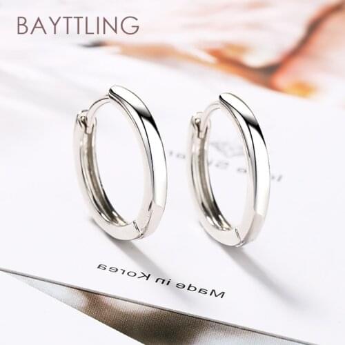 BAYTTLING New Arrival925 Sterling Silver 17MM Glossy Round Hoop Earrings For Woman Fashion Glamour Jewelry Party Gift