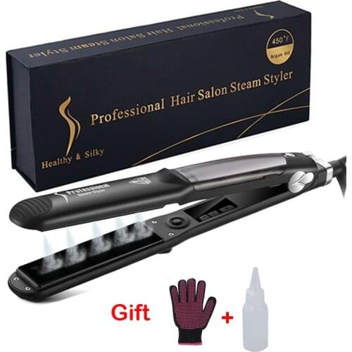Steam Hair Straightener Flat Iron Ceramic Professional Hair Straightener Steam Hair Iron Drop Shipping Hair Styling Tools